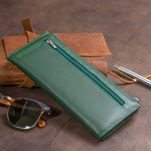 Горизонтальный тонкий кошелек из кожи унисекс ST Leather 19328 Зеленый